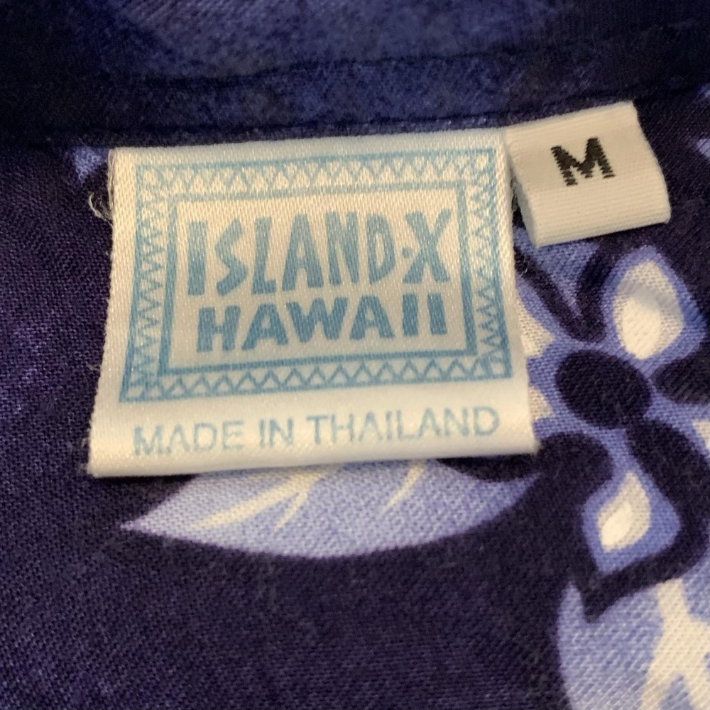 Island X Hawaii Shirt Mens Medium Blue Floral Hawaiian Short Sleeve Button Front - Picture 2 of 6